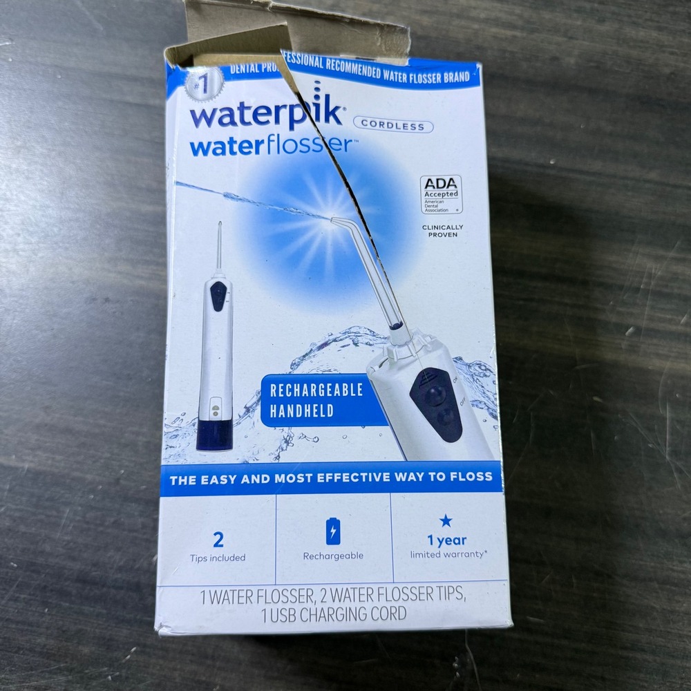 Waterpik‎ Cordless Water Flosser Rechargeable Handheld White Blue ADA Accepted